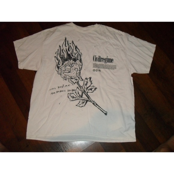 Civil Regime Graphic T-Shirt Rose Burning Short Sleeve‎ Tee Mens Large - Picture 1 of 7